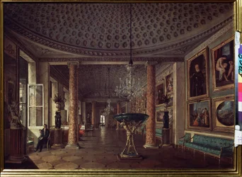 Bildgalleriet på Stroganovpalatset i Sankt Petersburg (Bildgalleriet i Stroganovpalatset i St. Petersburg). Målning av Nikolai Stepanovich Nikitin (1811-1881), olja på duk