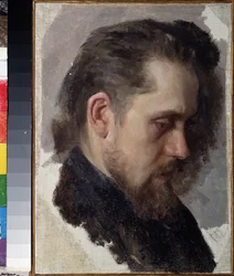Porträtt av författaren Nikolay Pomyalovsky (Nicholas Pomyalovsky) (1835-1863). (Porträtt av författaren N.Pomyalovsky). Målning av Nikolai Vasilyevich Nevrev (1830-1904), olja på duk