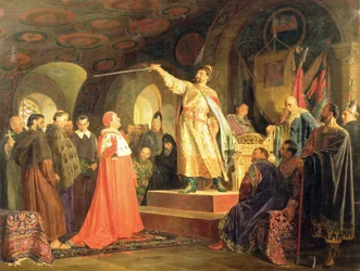 Prins Roman av Halych-Volhynia tar emot påven Innocentius III:s ambassadörer, 1875