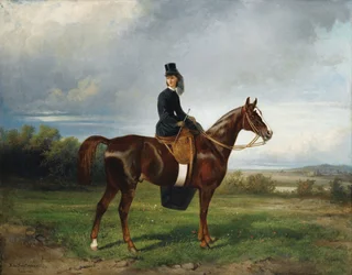 Ridsporträtt av Seymourina Poirson, född Cuthbertson, 1863