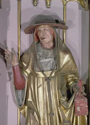 Isenheims altartavla, Sankt Jerome, detalj av Sankt Jerome, ca 1490 målning på trä