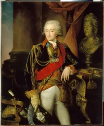 Porträtt av greve Alexander Dmitriev Mamonov (1758-1803). (Porträtt av greve Alexander Dmitriev Mamonov). En älskare av kejsarinnan av Ryssland Katarina II den stora (1729-1796) från 1786 till 1789. Målning av Nikolai Ivanovich Argunov (Argunov) (1771-efte