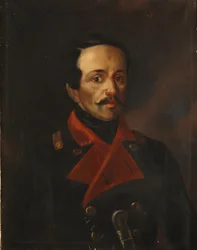 Porträtt av poeten Mikhail Lermontov 1814-1841, 1854-1858