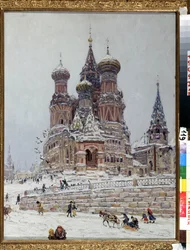 ""Röda torget i Moskva med utsikt över St. Basil