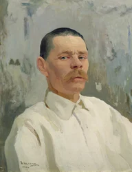 Porträtt av Maxim Gorkij (1868-1939) 1910 (olja på duk)