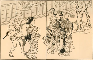 Tre kvinnor och manlig tjänare, 1730, 1924.