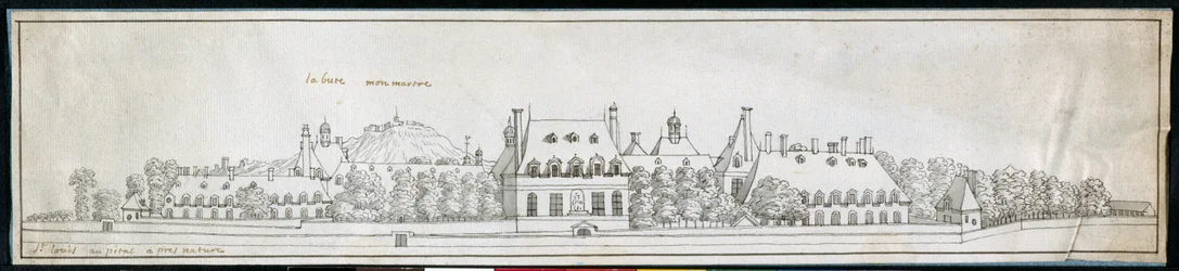 St Louis Hospital, ca 1677 (penna och bläck på papper)