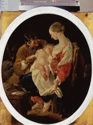 ""Den heliga familjen"" (Den heliga familjen) Målning av Noel Halle (1711-1781) 1700-talets Eremitagemuseum, Sankt Petersburg