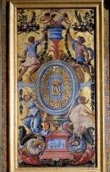 Dekorativ panel av skåpet i Marechale de La Meilleraye realiserad av Noel Quillerier (1594-1669)