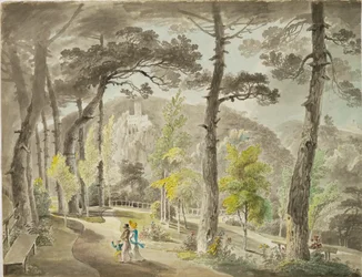 Promenad i Hinterbruehl-dalen, ett mycket populärt utflykts- och semesterområde söder om Wien (watercorlour)