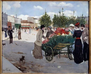 Florist på Boulevard Rochechouart i Paris (Marche de la Madeleine). Målning av Norbert Goeneutte (1854-1894)