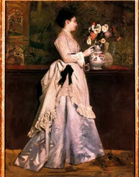 Kvinnan i buketten Målning av Norbert Goeneutte (1854-1894). 1800-talet. Privat samling