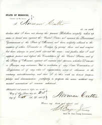 Loyalty oath of Norman Cutter of Missouri, County of St.Louis