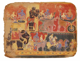 Illustration till Bhagavata Purana den
Rukmini-Haran, första hälften av 1500-talet