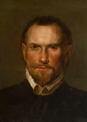 Porträtt av en okänd skäggig man, ca 1501-99 (olja och papper på panelen)