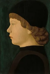 Profilporträtt av en pojke, ca 1460-1470 (tempera och olja på pannå)
