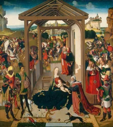 Magikernas tillbedjan, 1400-talets fjärde fjärdedel (olja på duk överförd från panel)