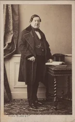 Porträtt av kompositören Gioachino Antonio Rossini 1792-1868, före 1868.