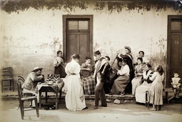 Chilenos som dansar cueca (gelatinsilvertryck)