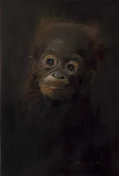 Baby orangutang 1, 2009 (akryl på trä)