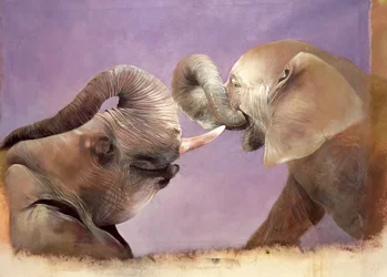 Elephants at Play, 2001 (akryl på duk)