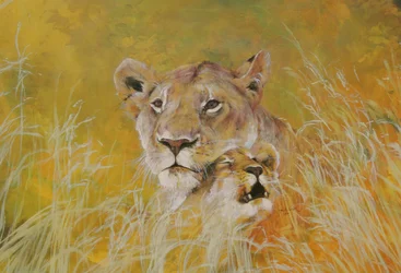 Mother and Baby I (Lions) 1995 (bläck, akryl och blyerts på papper)