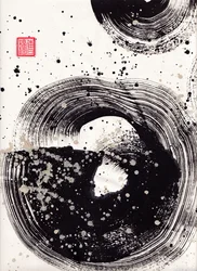 Circle Ink Abstraction 1, 2015 (bläck och färg på Xuan-papper)