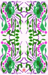 Påfågelgrönt rosa blommönster, 2023