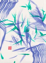 Zen Green Bamboo Abstraction 2, 2020 (akryl på Xuan-papper)