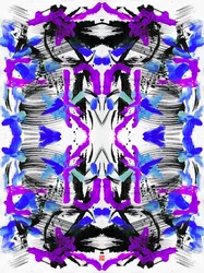 Zen Ink Blue Purple Floral Pattern, 2023 (akryl på papper, digital)
