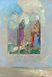 Andakt inför en röd buske - Andakt nära en röd buske - Målning av Odilon Redon (1840-1916)