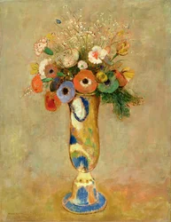 Blommor i en målad vas