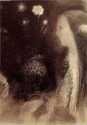 I drömmen Gravyr av Odilon Redon (1840-1916) 1879 Paris, privat samling