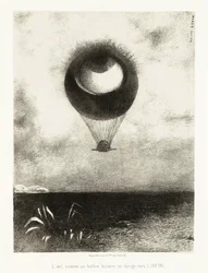 Illustrationsserie till Edgar Poe: ”Ögat stiger som en märklig ballong mot oändligheten”, litografi av Odilon Redon (1840-1916)