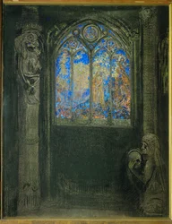 Fönster med färgat glas (gouache)