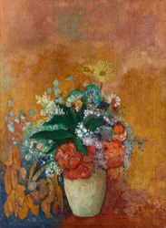 Vas med blommor, ca 1905 (olja på tyg)