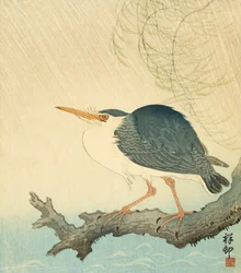 Heron in a Storm, av den japanska konstnären Ohara Koson