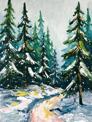 Snötäckt skogsstig