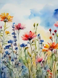 En färgsprakande äng med vildblommor