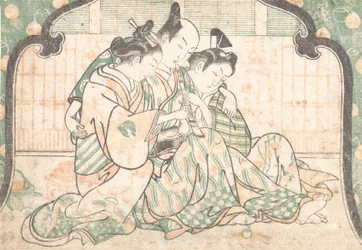 En ung man som sitter mellan två kvinnor, ca. 1749., ca. 1749.