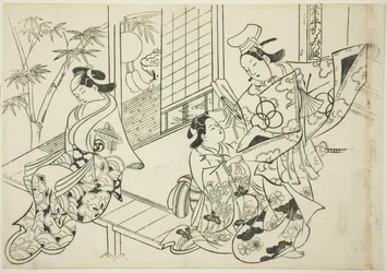 Narihira: The Mirror Scene (Narihira kagami no dan), från serien "Famous Scenes from Japanese Puppet Plays (Yamato irotake)"
