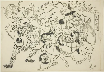 Teikas resa (Taika no michiyuki), från serien "Berömda scener från japanska dockteaterföreställningar (Yamato irotake)"
