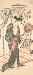 Kvinna i lös kimono som kommer från badet, ca. 1755., ca. 1755.