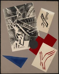 Illustration till boken The War av Aleksey Kruchenykh, 1916