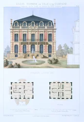 Louis XIII-huset, från "Town and Country Houses Based on the Modern Houses of Paris", ca 1864