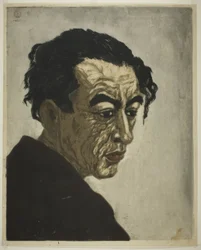 Porträtt av poeten Hagiwara Sakutaro (1886–1942), författare till "Ice Island"