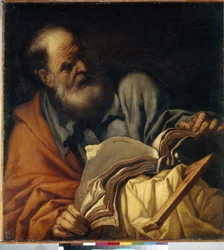 Sankt Thomas, apostel. (Aposteln Sankt Thomas). Målning av Orazio Borgianni (1578-1616), olja på duk, italiensk konst (Rom)