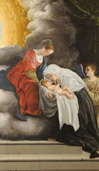 Jungfrun och barnet med Saint Frances of Rome, 1615-1618.