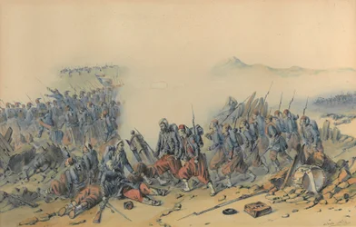 Zouaves med bajonetter (Krim) (akvarell på papper)