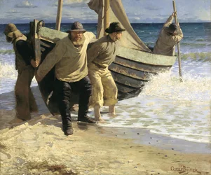 Sjösättning av båten. Skagen